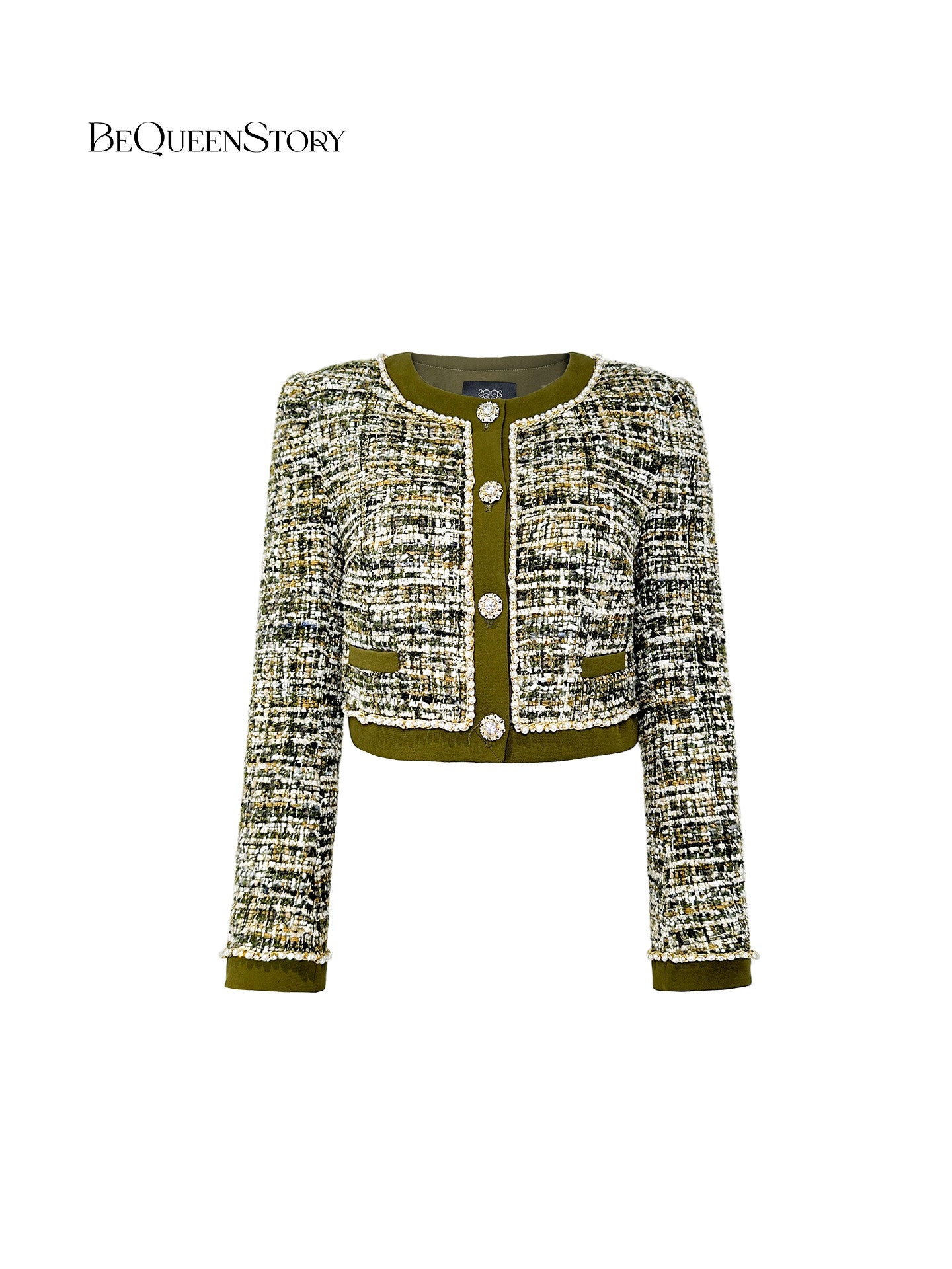 Cropped Tweed Button Up Jacket