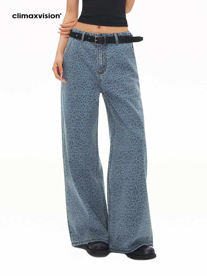Leopard Print Wide Leg Jeans