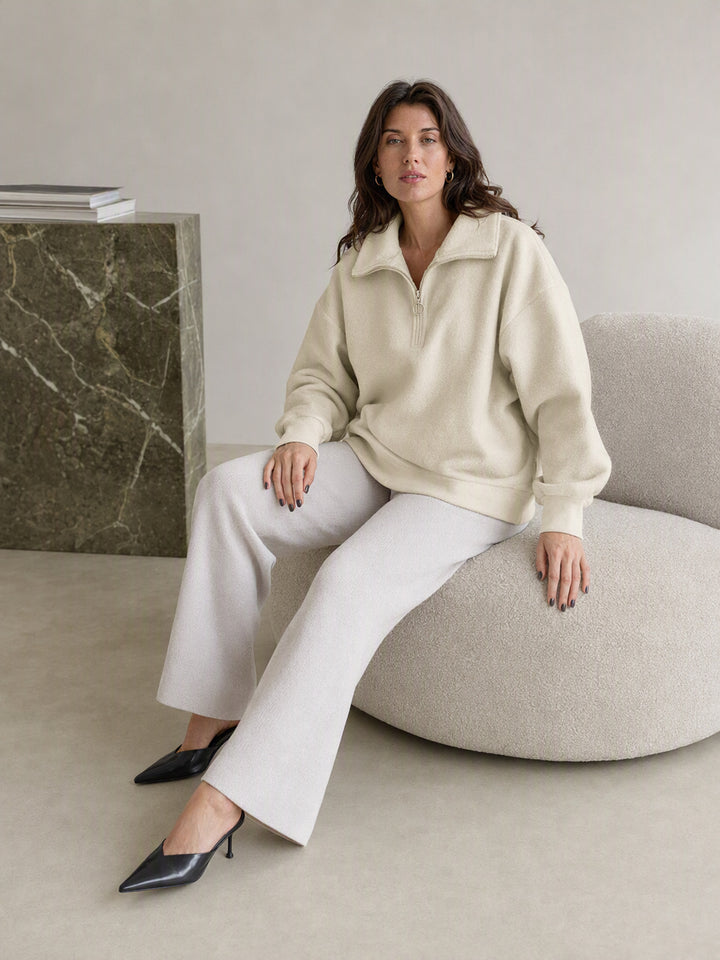 Oversized Quarter Zip Fleece Sweatshirt
