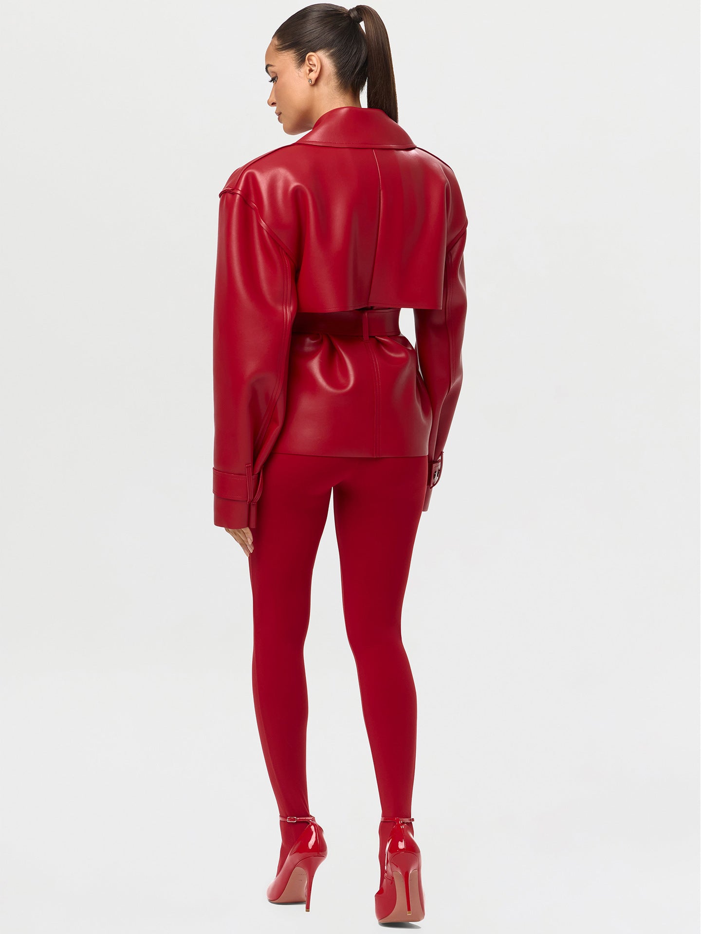 Oversized Belted Faux Leather Jacket