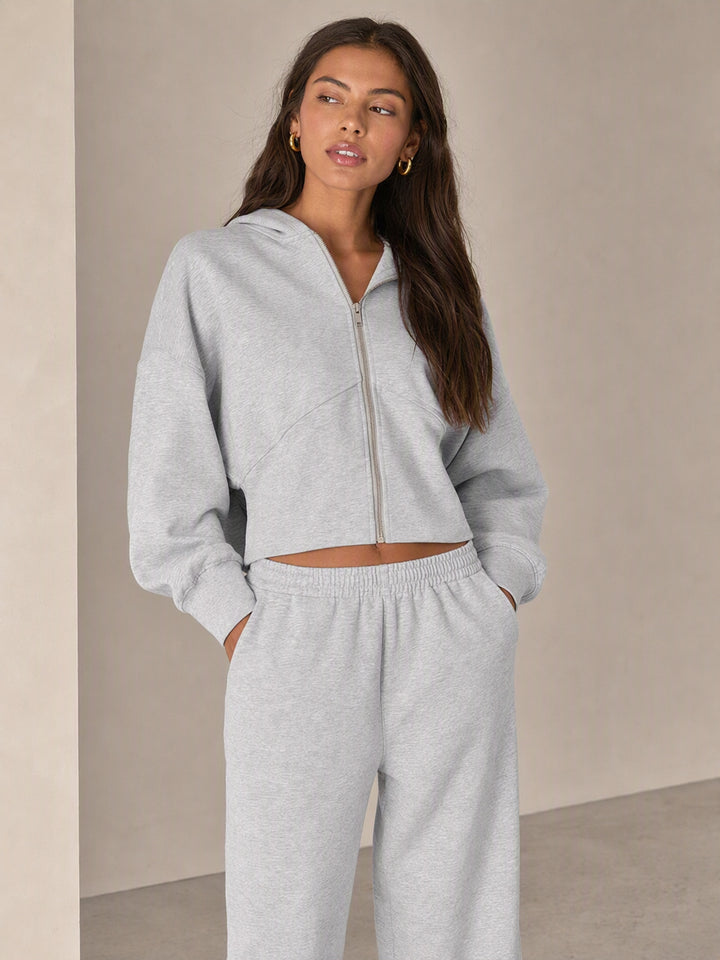 Cozy Zip Up Wide Leg Set