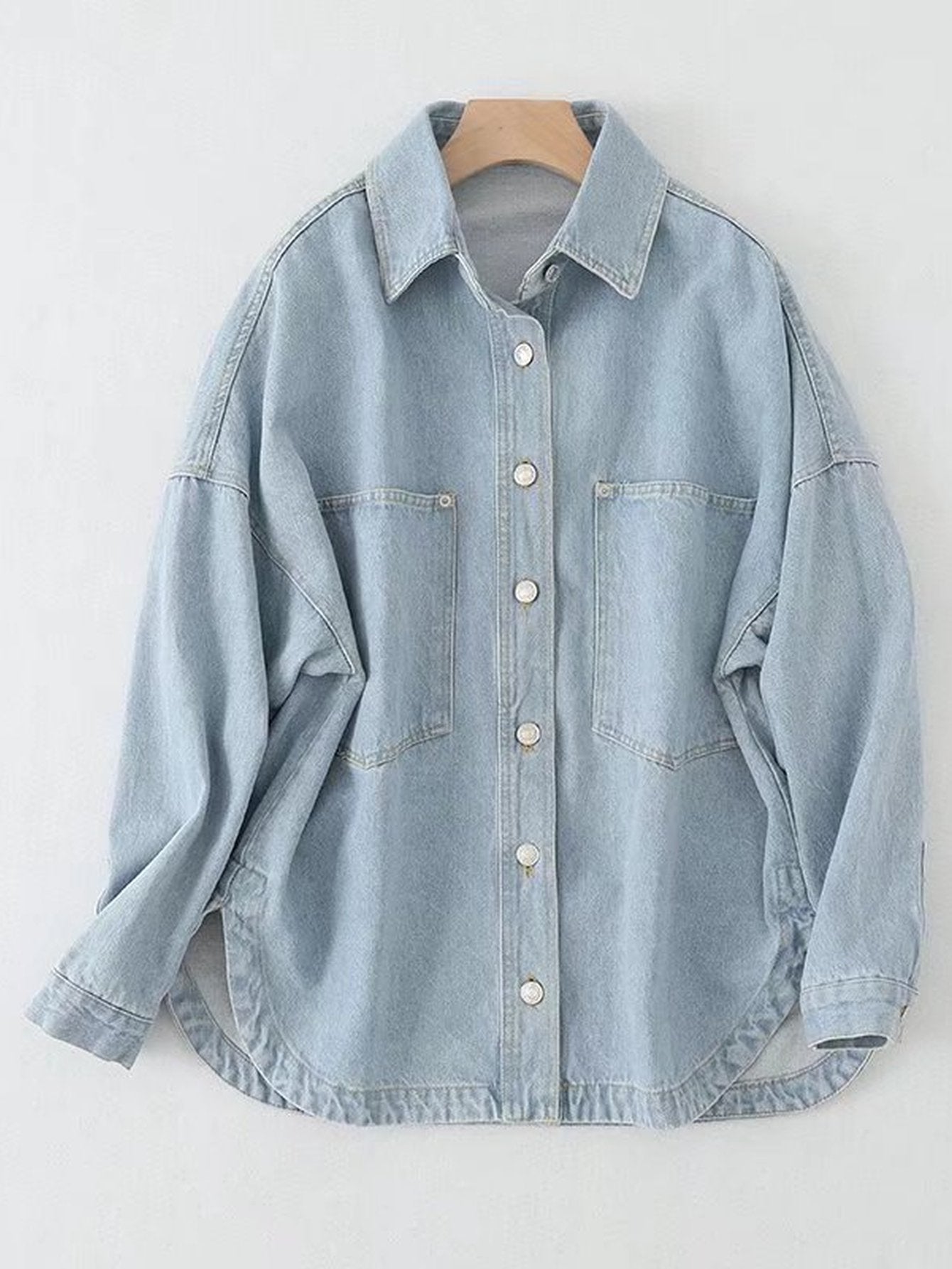Oversized Light Wash Denim Jacket