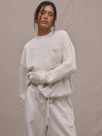 Oversized Pocket Crewneck Sweatshirt