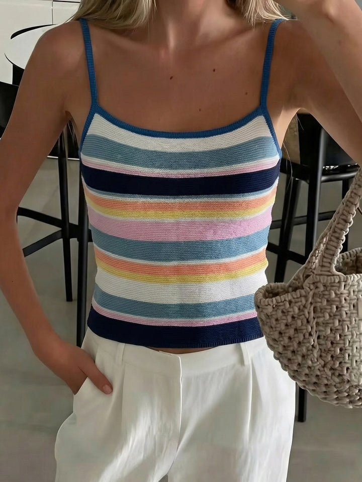 Colorful Striped Knit Camisole Tank Top