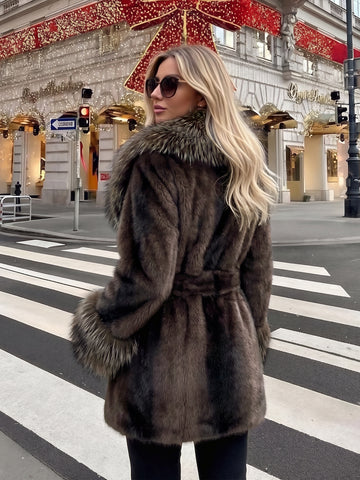 Luxurious Belted Faux Fur Coat