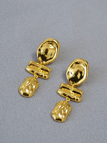 Textured Gold Statement Dangle Earrings
