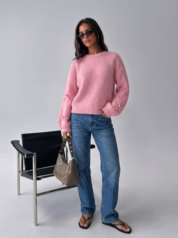 Cozy Bow Detail Knit Pullover Sweater