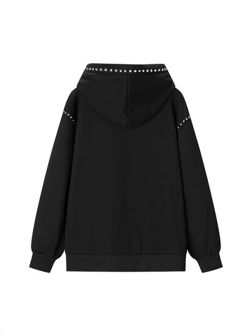 Studded Oversized Black Women Hoodie