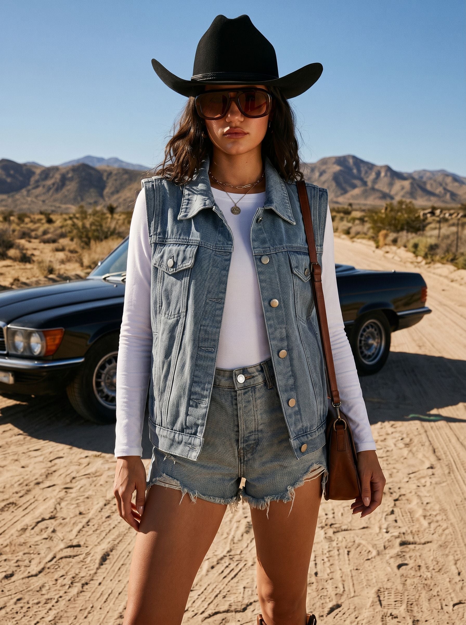 Vintage Wash Button Down Denim Vest