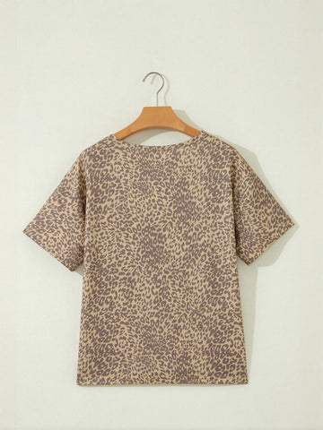 Leopard Star Studded Graphic T Shirt