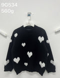 Cozy Textured Heart Pattern Pullover Sweater
