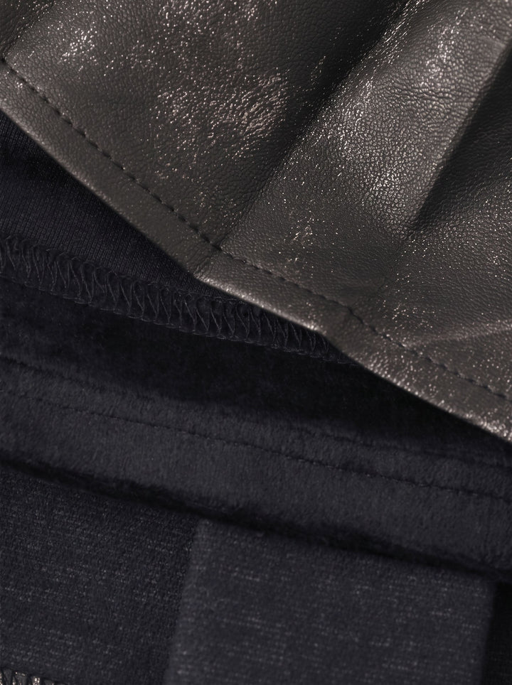 Distressed Faux Leather Pleated Mini Skirt