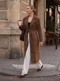 Brown Suede Belted Trench Coat