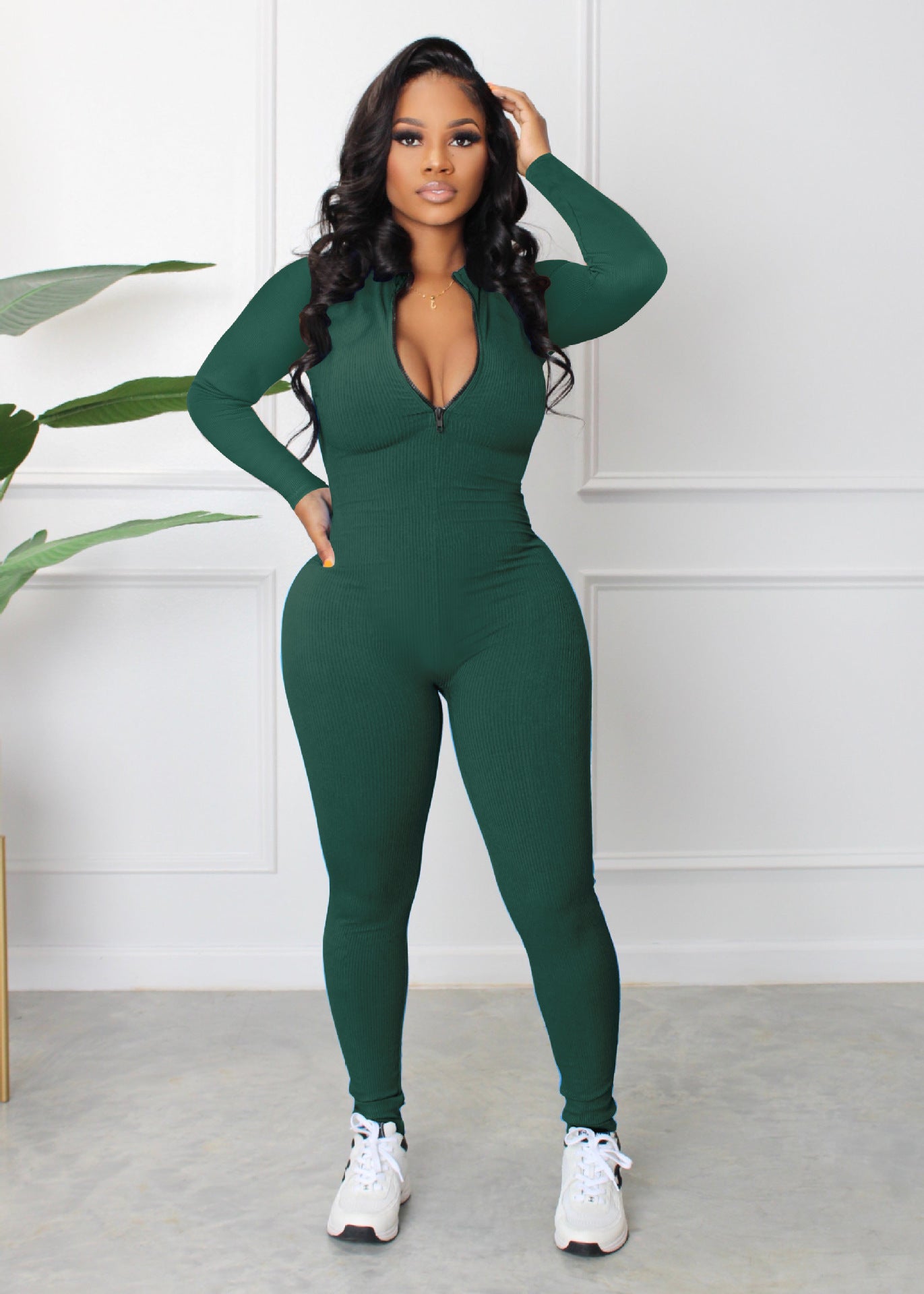 Slim Fit Zip Up Jumpsuit