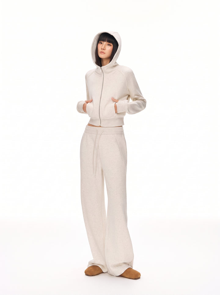 Cropped Slim Fit Zip Up Hoodie