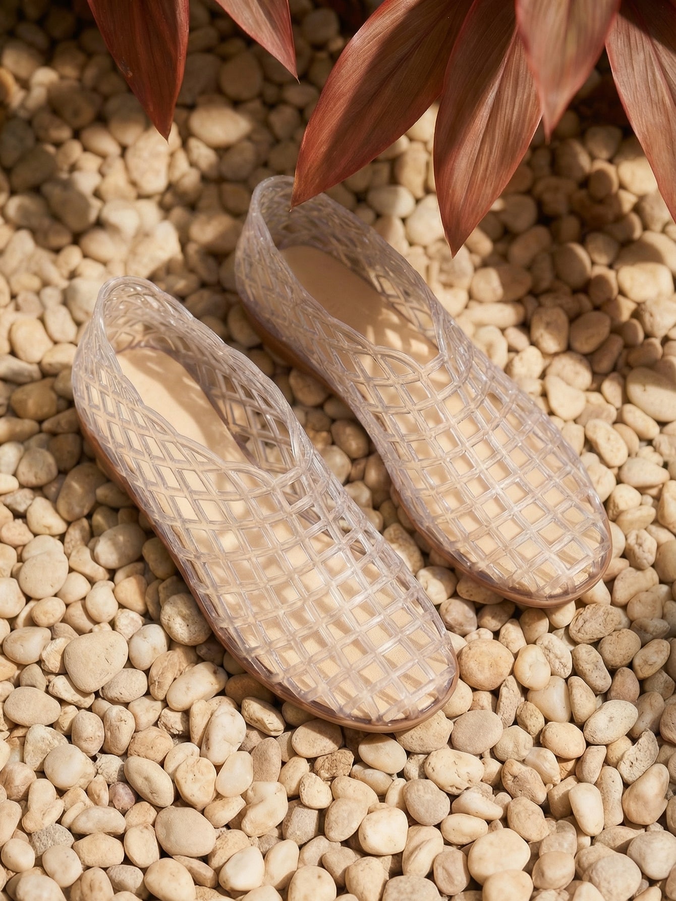 Mesh Transparent Slip-On Minimalist Sandals-White