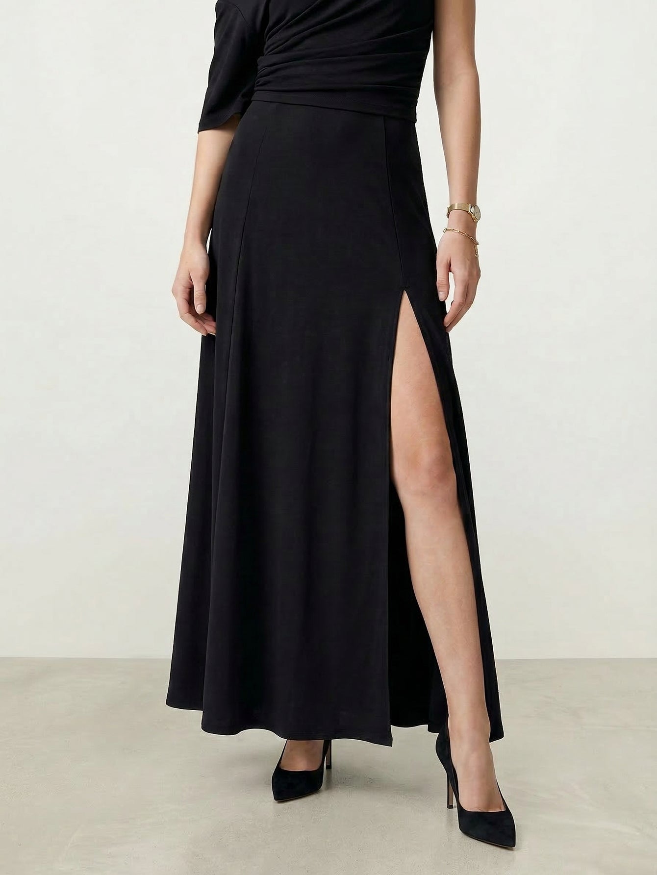 A-line Side Slit Maxi Skirt