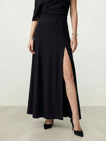 A-line Side Slit Maxi Skirt
