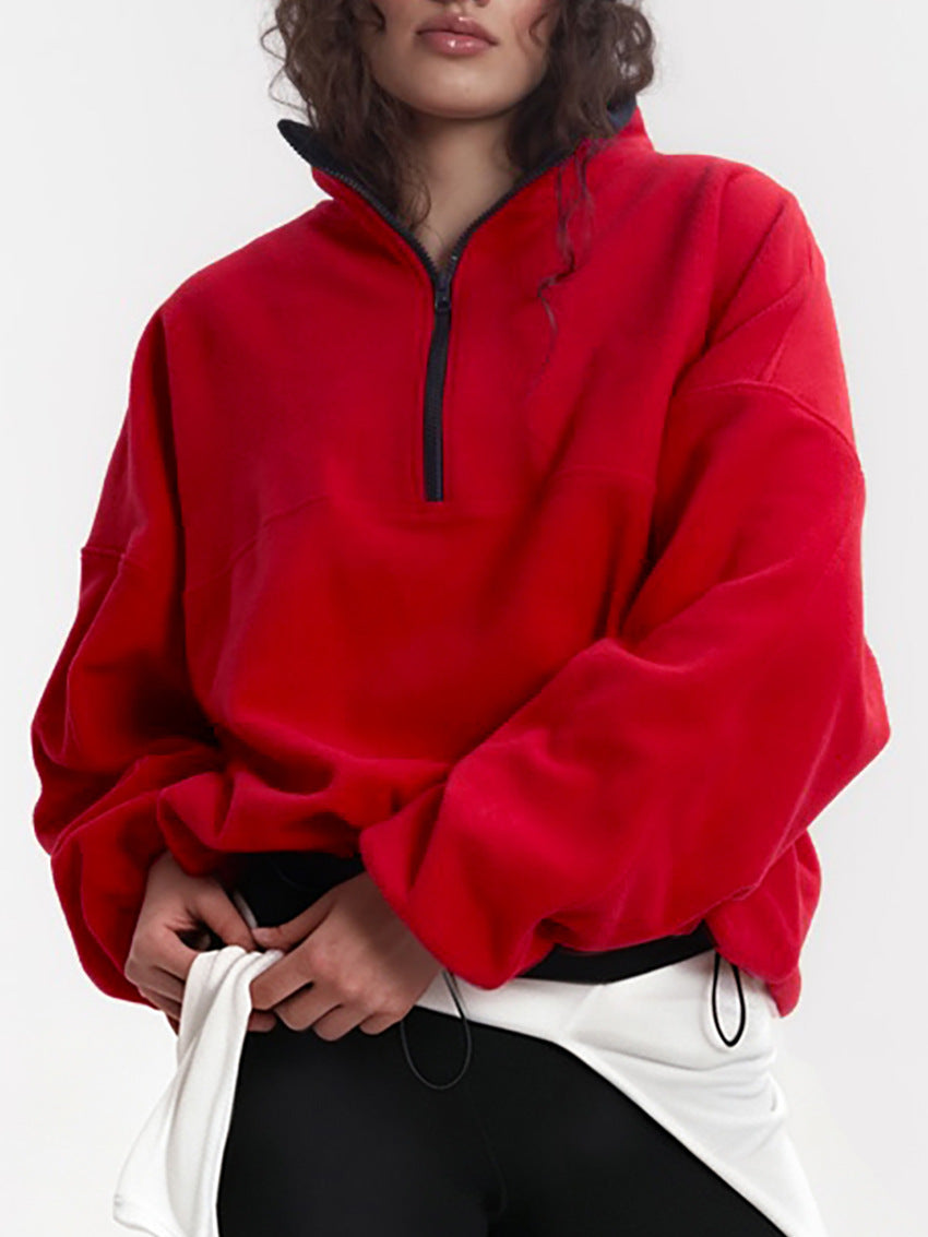 Oversized Half Zip Fleece Sweatshirt
