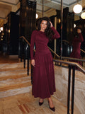 Ruched Long Sleeve Midi Dress