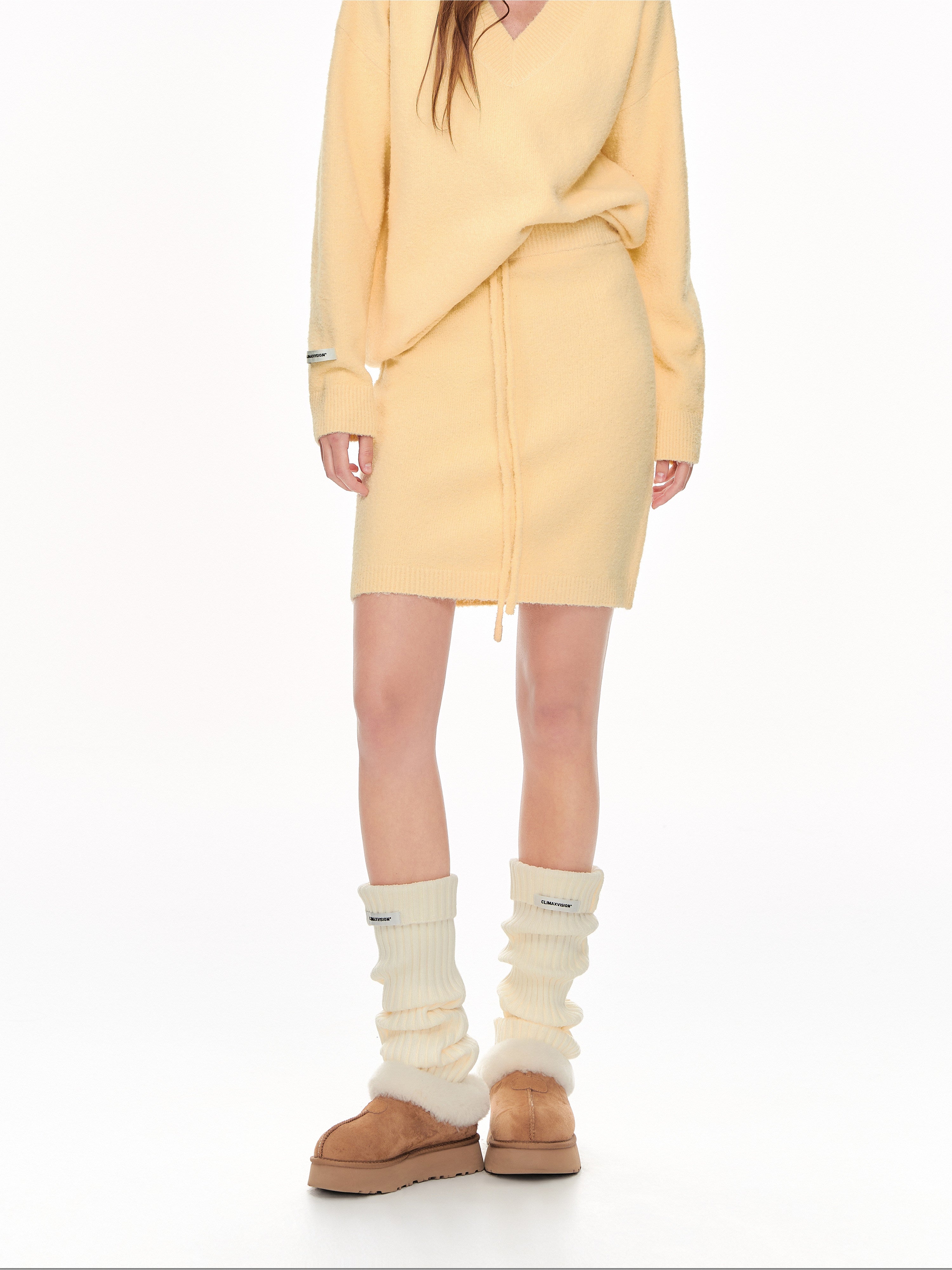Cozy Drawstring Knit Mini Skirt