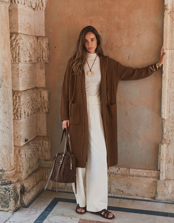Cozy Ribbed Hooded Knit Cardigan