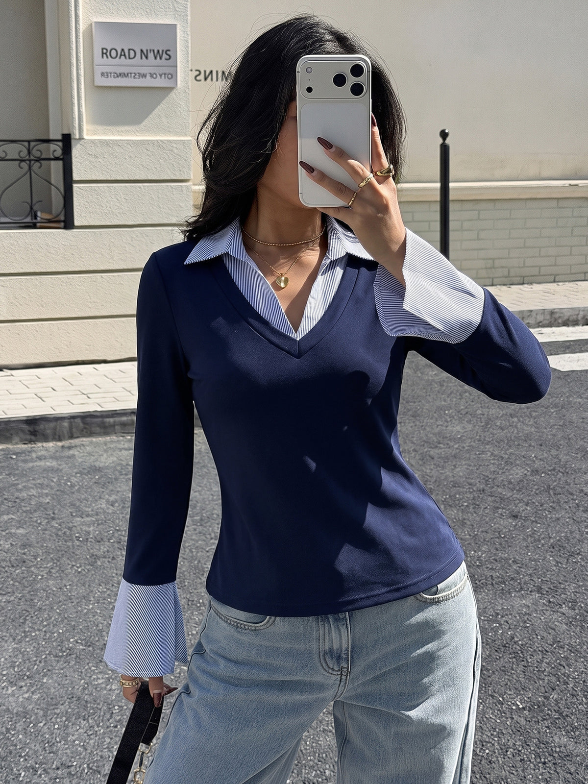 Layered Look V Neck T Shirt