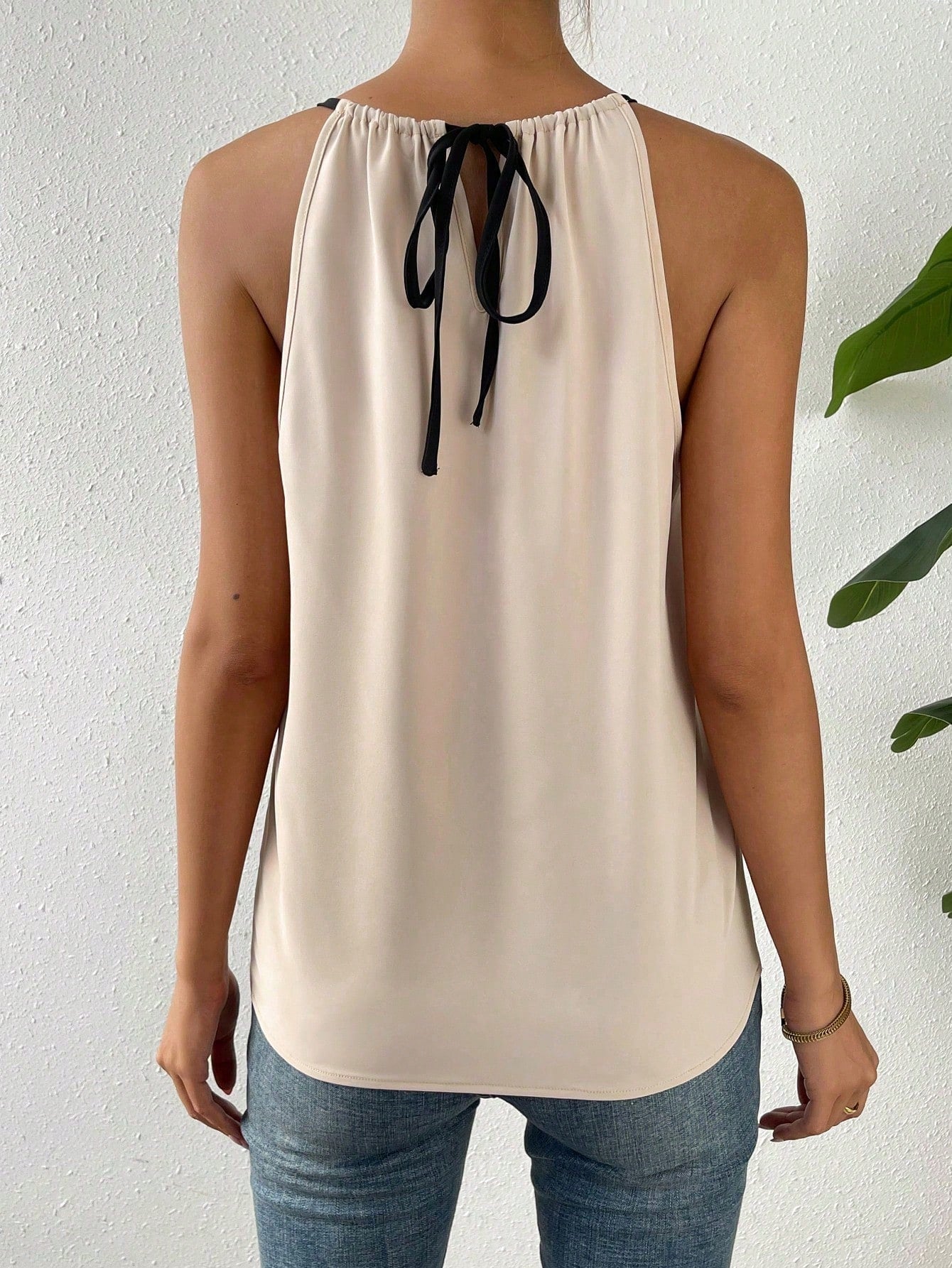Elegant Colorblock Halter Chiffon Top