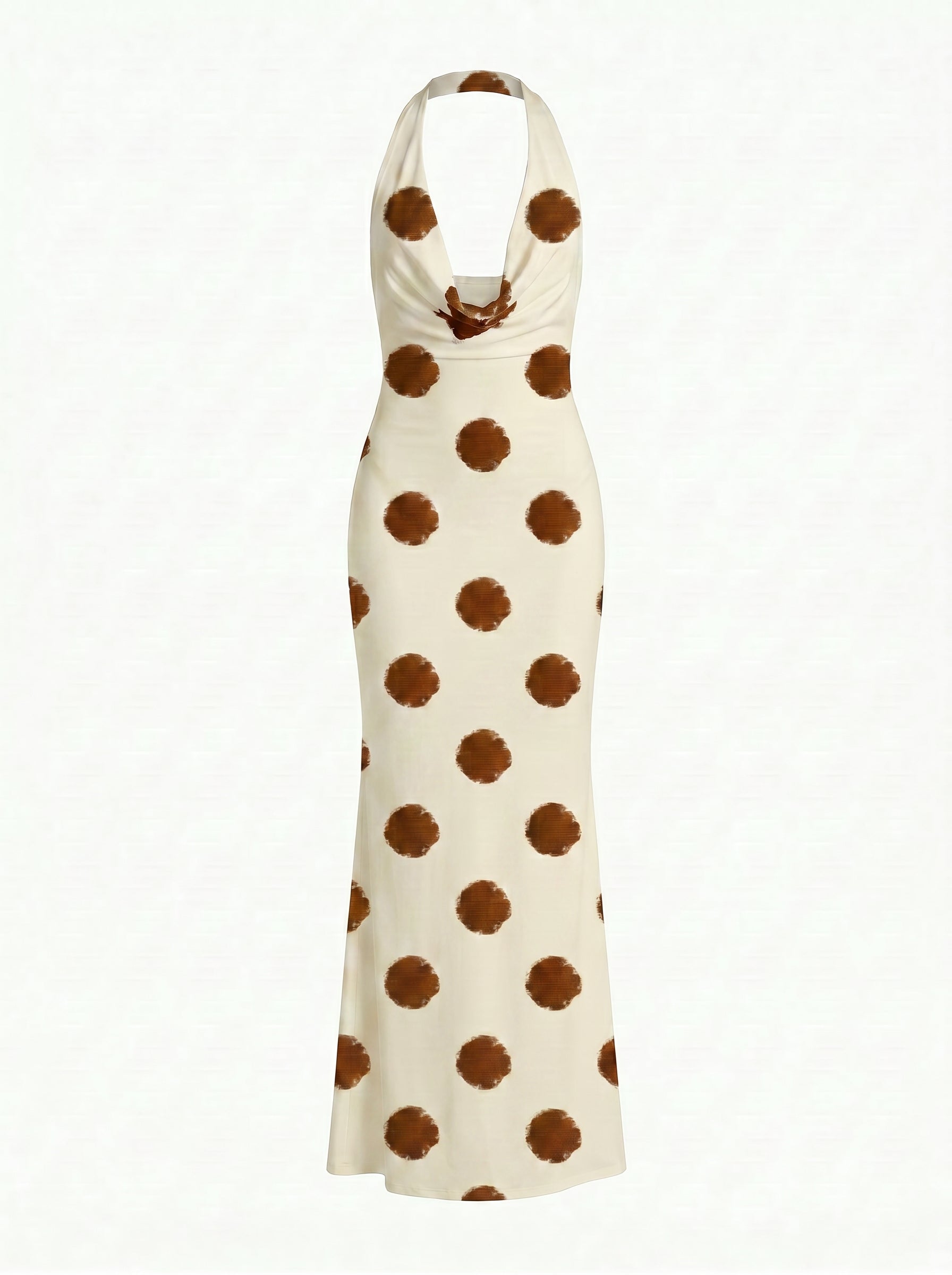 tako kitiashvili's Brown Polka Dot Print Midi Dress
