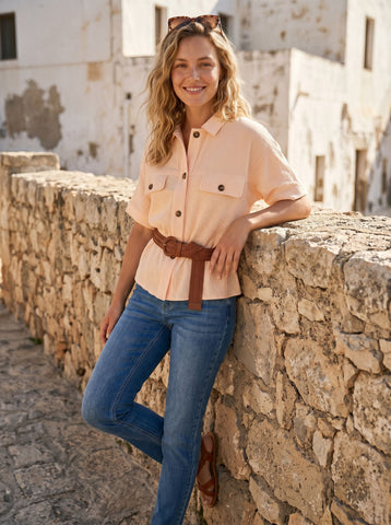 Textured Cotton Button Up Shirt