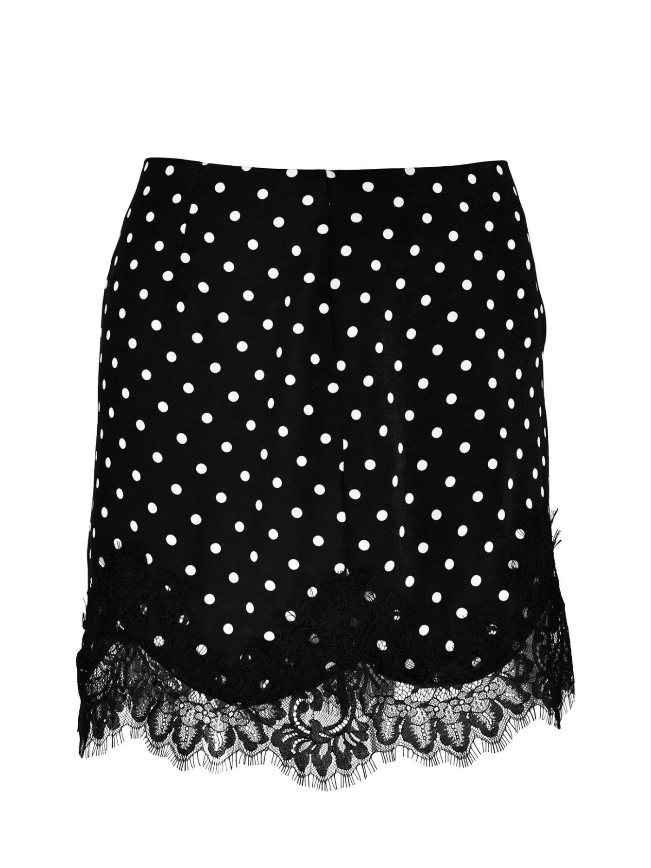 Polka Dot Lace Trim Mini Skirt