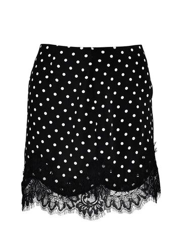 Polka Dot Lace Trim Mini Skirt