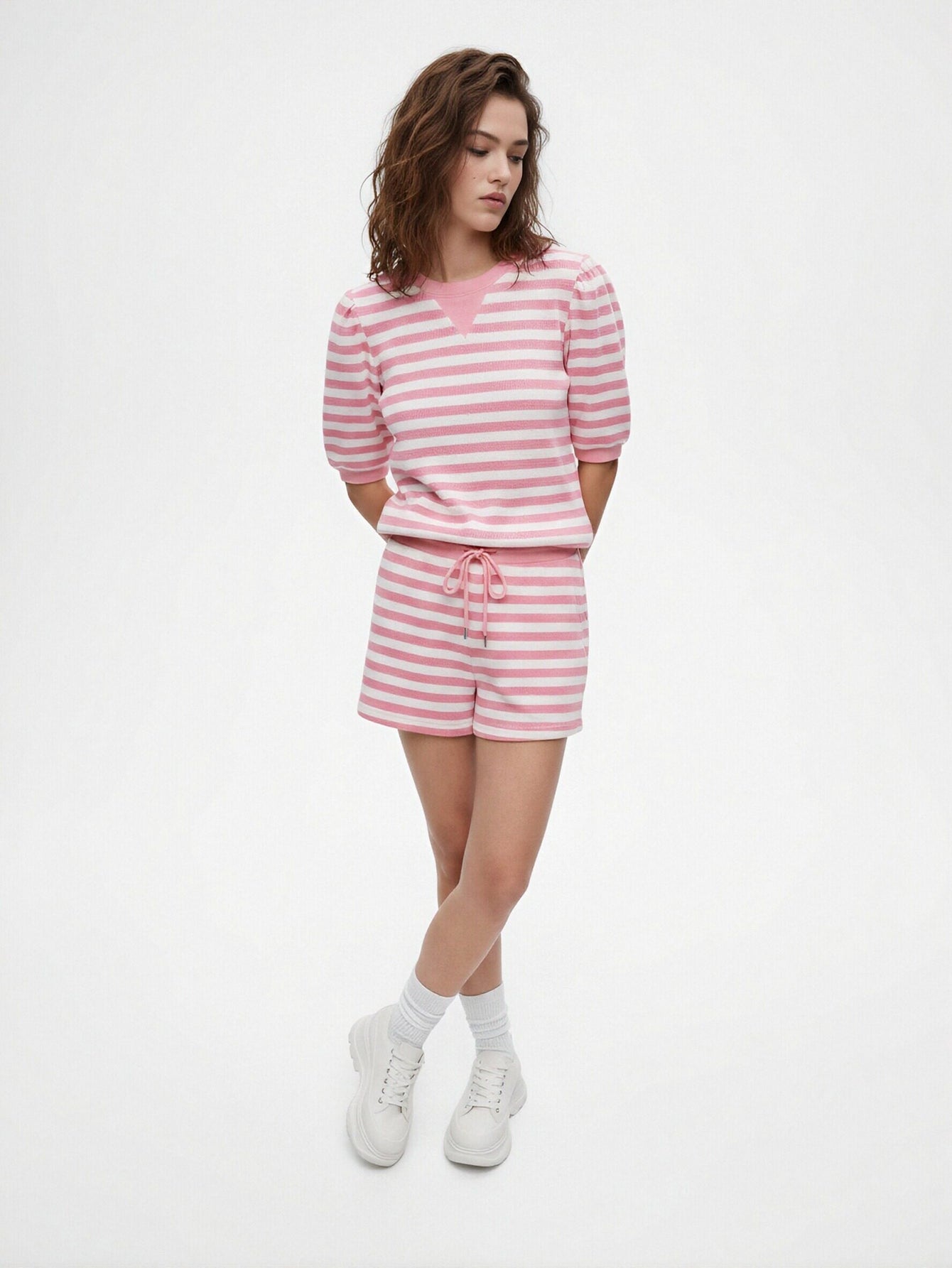 Striped Cropped Short Set