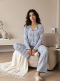 Soft Striped Lettuce Trim Pajama Set