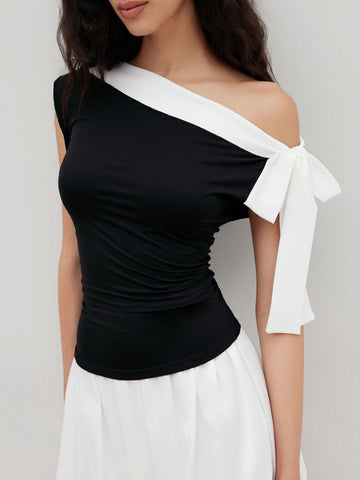 Off Shoulder Tie-Detail Chic T-shirt