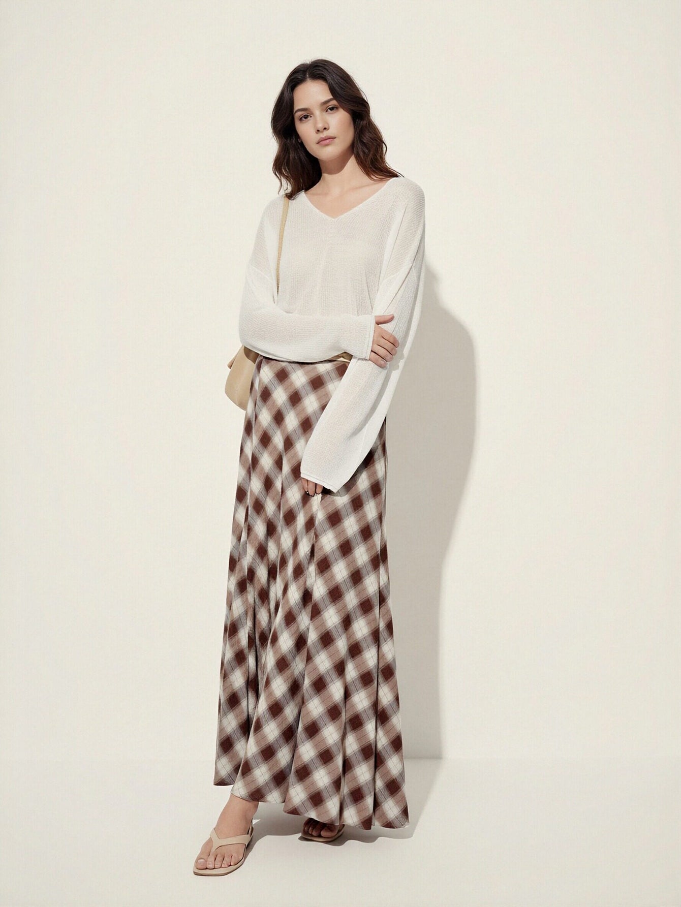 Checked Mermaid Maxi Skirt