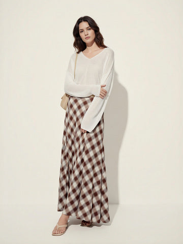 Checked Mermaid Maxi Skirt