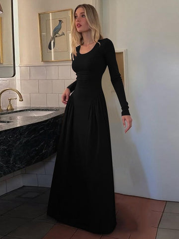 Elegant Scoop Neck Maxi Dress