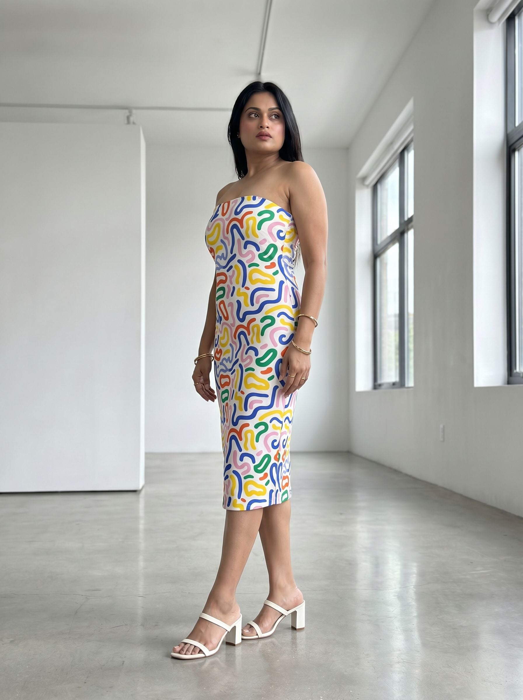 Shilpi Tripathi's Abstract Doodle Print Midi Dress