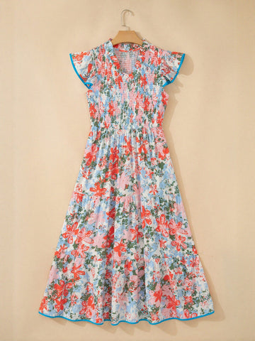 Floral Smocked Tiered Midi Dress