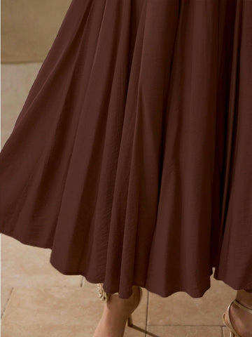 High Waisted Flowy Midi Skirt