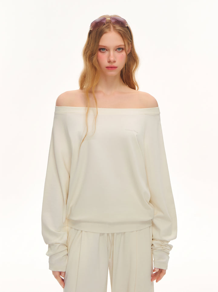 Off Shoulder Oversized Lounge Pullover