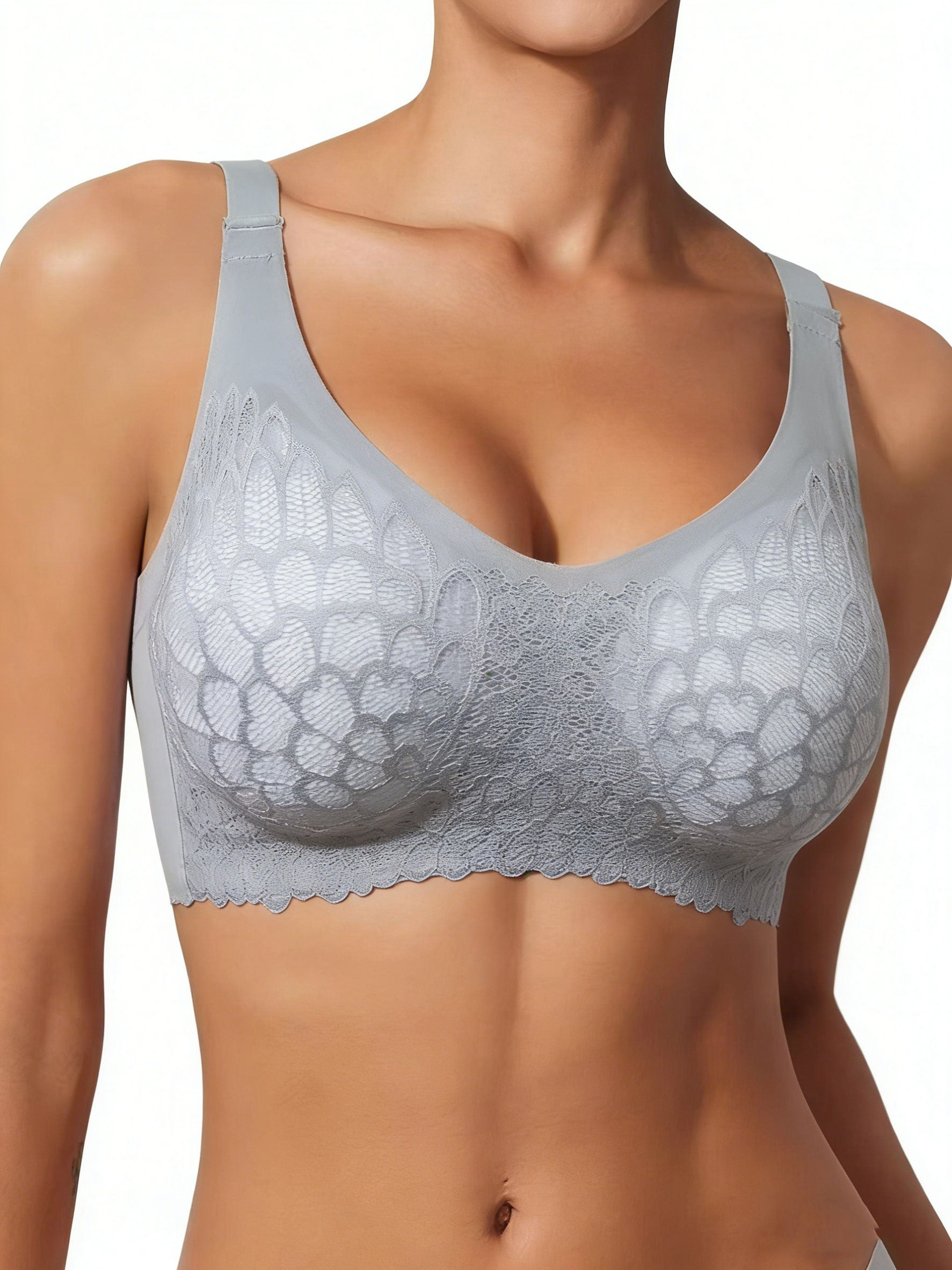 Seamless Wireless Floral Lace Bra