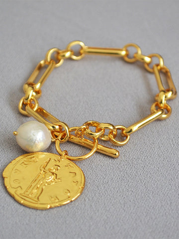 Gold Chunky Paperclip Toggle Bracelet