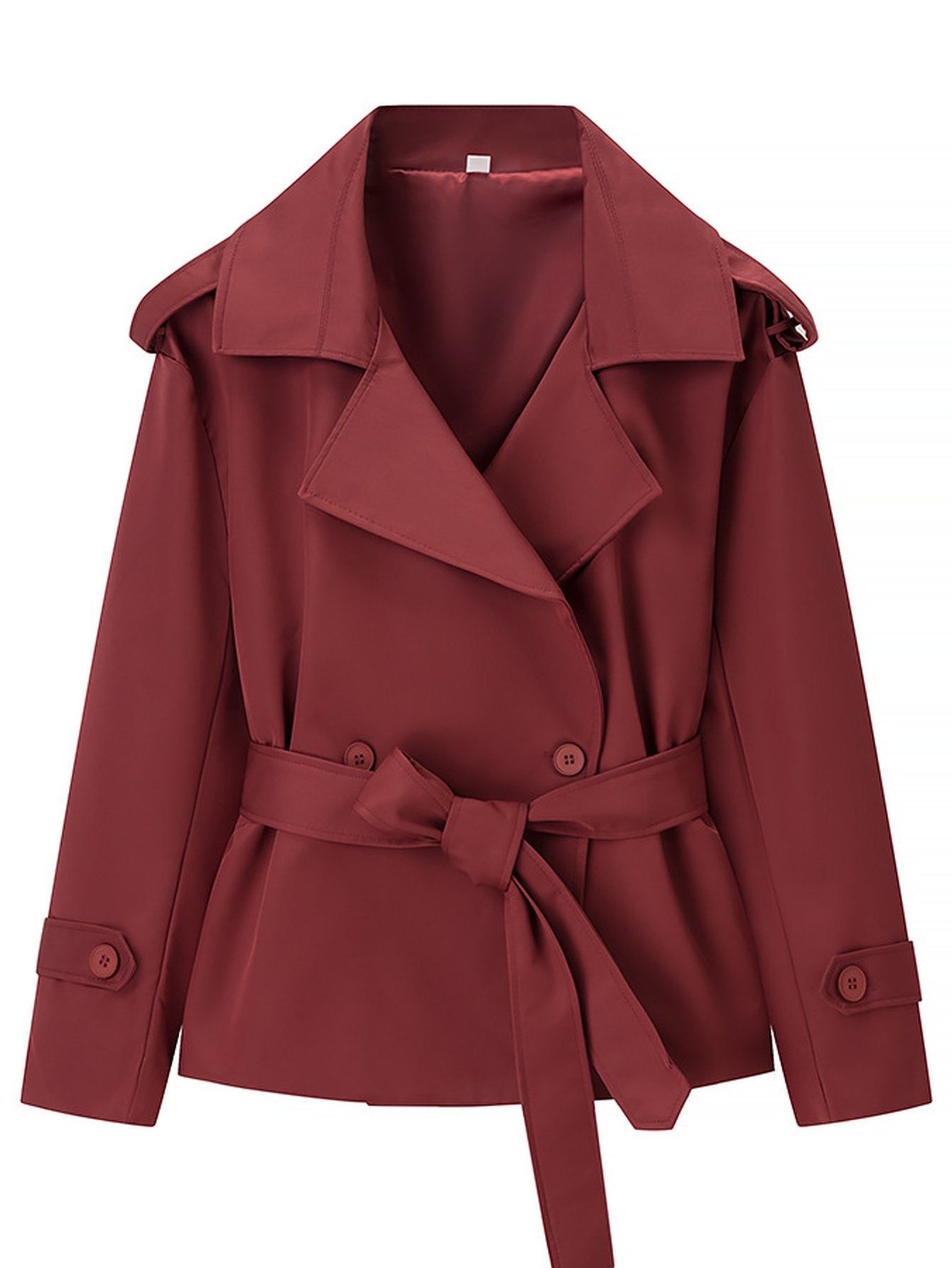 Cropped Belted Double Breasted Trench Coat