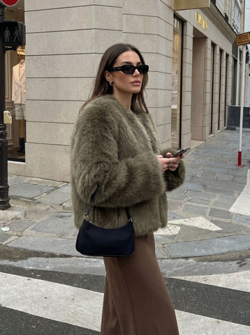 Plush Cropped Faux Fur Coat