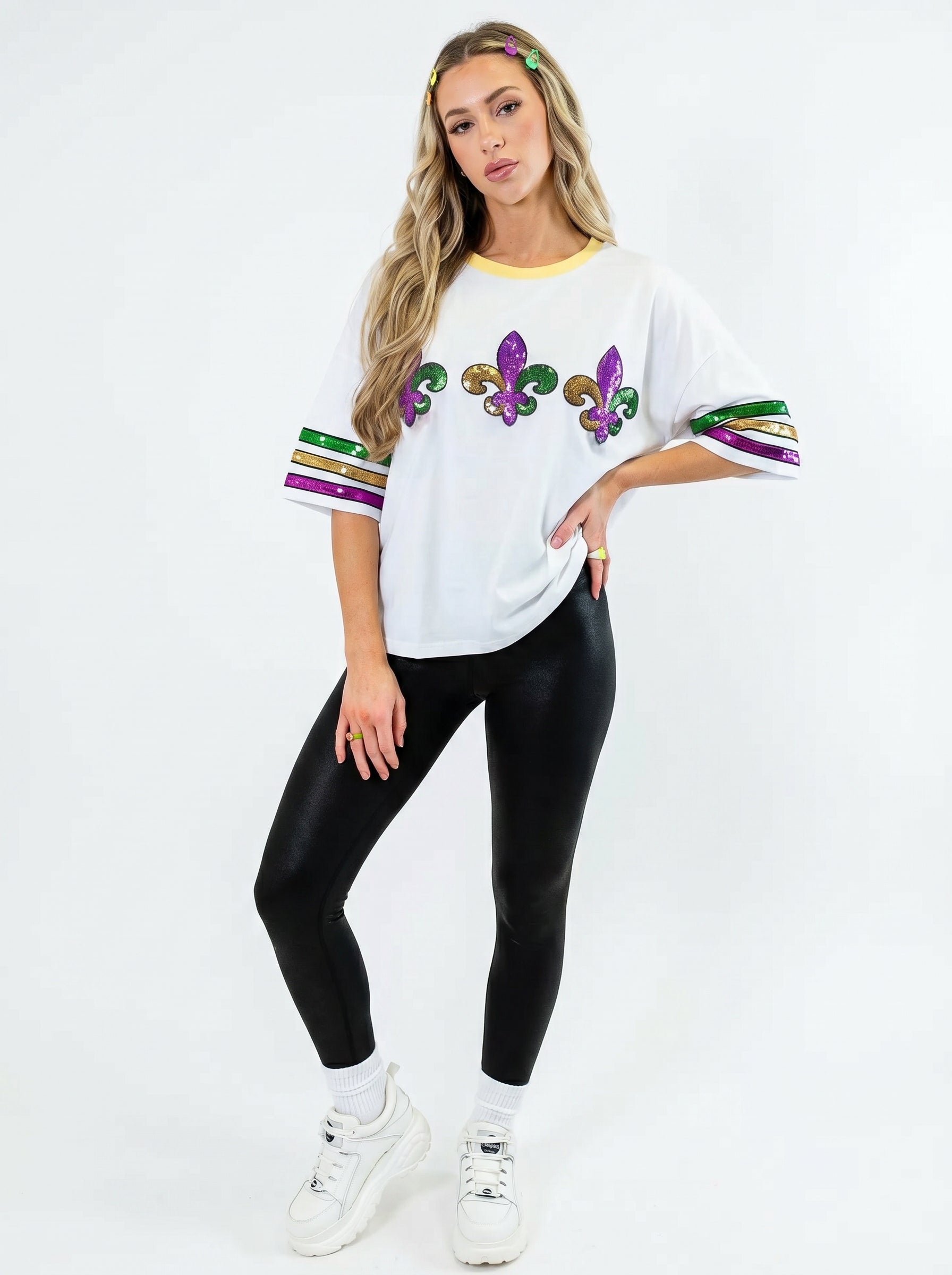 Glitter Embroidered Short Sleeve T-Shirt