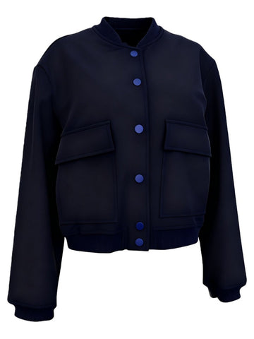 Casual Button Up Utility Bomber Jacket