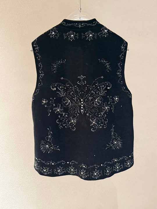 Embroidered Floral Button Up Knit Vest