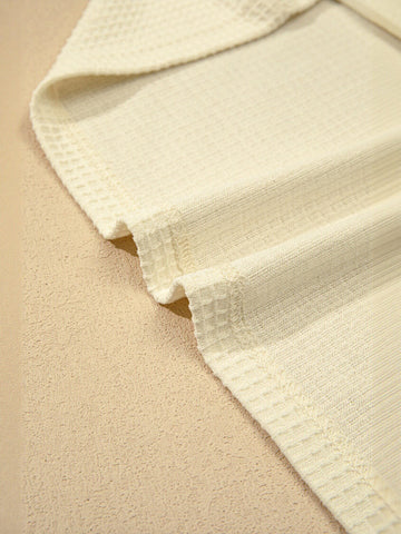 Waffle Knit Lace Sleeve T Shirt